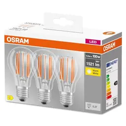 Osram LED-Lampe E27, warmweiß 2700K, 11W, 3er-Pack