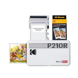Kodak Mini 2 Retro Mobiler Fotodrucker für Smartphone, Weiß, 38 Blatt Bundle