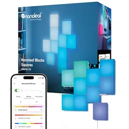 Nanoleaf Blocks Starter Kit – 10 Quadrate RGBW Wandlampen mit Musik- und Bildschirm-Sync, WLAN, App- & Sprachsteuerung, ideal für Deko & Gaming