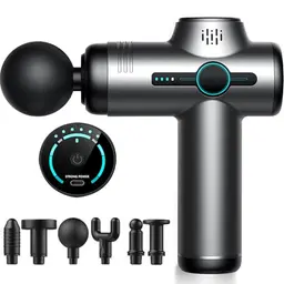 Mini Massagepistole, elektrisches Massagegerät für Nacken & Schulter, leise, wiederaufladbar, 6 Köpfe & 6 Stufen
