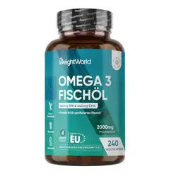 WeightWorld Omega 3 Weichkapseln - 2000mg Fischöl, 660mg EPA & 440mg DHA
