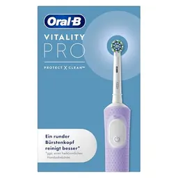 Oral-B Vitality Pro Elektrische Zahnbürste, 3 Modi, inklusive Aufsteckbürste, Designed by Braun, Lila
