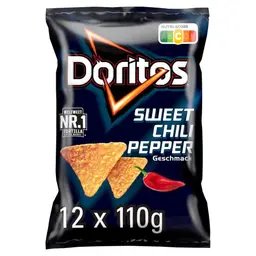 Doritos Sweet Chili Pepper - Tortilla Nachos mit Chili-Geschmack, Snack aus Mais (12 x 110g)