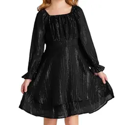GRACE KARIN Mädchen Elegantes Midikleid für Weihnachten und Hochzeit, Schwarz, 12-13 Jahre