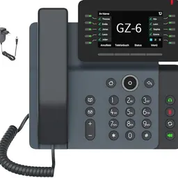 GEQUDIO IP Telefon GZ-6 - Kompatibel mit Fritzbox und Telekom - Freisprechen, neigbares Display