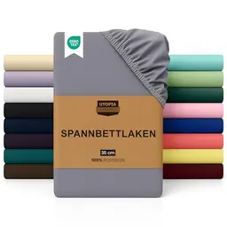 Utopia Bedding Spannbettlaken 90x200 cm - Grau - Mikrofaser - 35 cm Tiefe