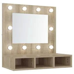 vidaXL Spiegelschrank mit LED Kosmetikspiegel Wandschrank Schlafzimmer Sonoma-Eiche 60x31,5x62cm
