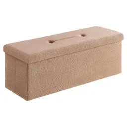 SONGMICS Faltbarer Hocker mit Stauraum, 38 x 110 cm, bis 300 kg belastbar, Kamelbraun