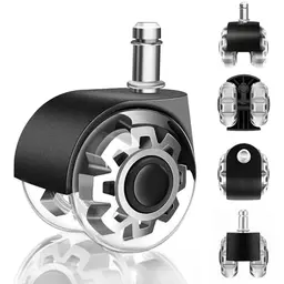 WECUTE Bürostuhl Rollen 5er Set, 11x22mm, 360° Drehung, für Teppich, Parkett und Fliesen