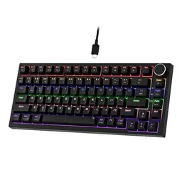 Newmen GM326 Gaming Tastatur - 75% TKL, Hot Swap, RGB LED, USB C, Schwarz, Rote Schalter