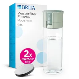 BRITA Wasserfilter Flasche Vital 600ml in hellgrün – Praktische Trinkflasche für unterwegs, filtert Chlor & Bakterien
