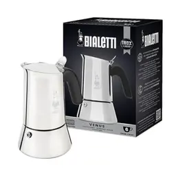 Bialetti New Venus Induction Edelstahl Espressokocher, 6 Tassen, für alle Herdarten, Silber
