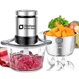 Kitchen in the Box Elektrischer Multizerkleinerer 400W mit 2 Schüsseln und Edelstahl-Klingen für Fleisch, Gemüse und Obst