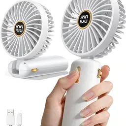 Mini Akku-Handventilator, tragbar, leise, USB aufladbar, ideal für unterwegs, Camping, Haushalt und Kinder