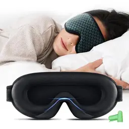 Aosun 3D Schlafmaske für Frauen und Herren, optimiert für Seitenschläfer, mit Ohrstöpseln für Reisen