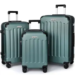 TANTOMI 3-teiliges Koffer Set | Leichte Hartschalenkoffer mit 360°-Rollen und Teleskopgriff | Dunkelgrün (M/L/XL)