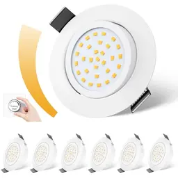 Fosfor Dimmbarer LED Einbaustrahler 5W, 6er Set, 600LM, IP44, Warmweiß 2700K, für Küche, Bad, Wohnzimmer