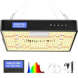 Angseen 100W Pflanzenlampe mit Timer und 512 LEDs, Vollspektrum LED Grow Lampe für Zimmerpflanzen & Growzelt
