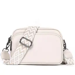 TANTOMI Damen Umhängetasche aus echtem Leder, moderne Crossbody Bag mit breitem Schultergurt für Alltag, Reisen und Einkaufen