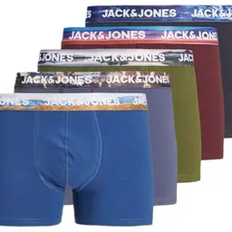 JACK&JONES Herren JACWAYNE SOLID Trunks 5er Set Boxershorts, True Blue/Nightshadow Blue/Cypress/Vineyard Wine/Night Sky, Größe L