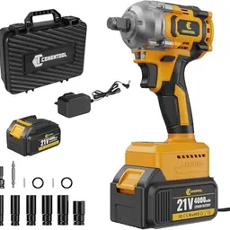 Conentool 21V Akku Schlagschrauber 680N.m mit 4000mAh Batterie und 6 Stecknüssen für Reifenwechsel