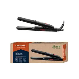 GRUNDIG Mini Haarglätter HS 2030, Keramik-Turmalin, 200°C, für Reise, Pony & Kurzhaar, Inklusive Hitzeschutztasche