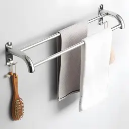 Byfoyif Ausziehbarer Handtuchhalter 43-75CM, Edelstahl, selbstklebend für Bad und Küche, Silber