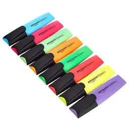 Amazon Basics Textmarker 8er-Set, wischfest, mehrfarbig, für Erwachsene und Kinder
