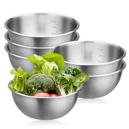PORFOYO Edelstahl Schüssel-Set, 6 Stück, 17 cm Durchmesser, Salat-, Rühr- und Servierschüsseln