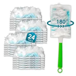 24 Stück Staubmagnet Nachfülltücher für Swiffer Staubwedel mit zusätzlichem Griff