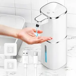 HAPPHOOH Automatischer Seifenspender 400ml - Infrarot Sensor, USB Wiederaufladbar, Wasserdicht für Küche und Bad