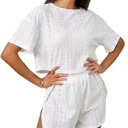DURINM Damen Schlafanzug Zweiteiler Baumwolle, Kurzarm, Sommerpyjama, bequem und stilvoll