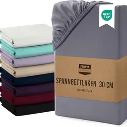 Utopia Bedding Spannbettlaken 180x200cm - Grau - Mikrofaser - Oeko Tex Standard 100