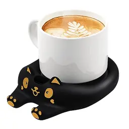 Tassenwärmer für Kaffee, Kakao, Tee – elektrischer Schreibtischwärmer mit 3 Temperatureinstellungen, automatische Abschaltung, Schwarz
