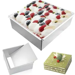 Quadratische 8 Zoll Aluminium Backform für Kuchen, Torten, Mousses und Desserts