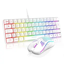 RedThunder 60% RGB Gaming Tastatur und Maus Set, Mini Layout, Ultraleicht für PC und Konsolen (Weiß)