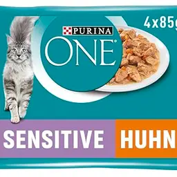 PURINA ONE SENSITIVE Katzenfutter Nass, Huhn in Sauce, 4er Pack (4 x 85g)