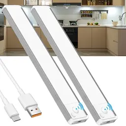 LED Unterbauleuchte mit Bewegungsmelder - Kabellose Schrankbeleuchtung für die Küche, Akku und USB aufladbar