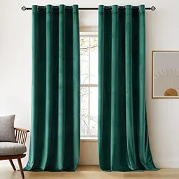 Woaboy Samtvorhänge Dunkelgrün 2er Set 140x280cm - Blickdicht und Verdunkelnd für Wohnzimmer und Schlafzimmer