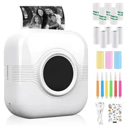 Tragbarer Mini Fotodrucker Bluetooth für Smartphone - Kompakter Drucker mit Zubehör für Notizen und Reisen