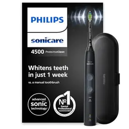 Philips Sonicare ProtectiveClean 4500 elektrische Zahnbürste mit 2 Putzmodi und Drucksensor, Schwarz