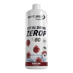 Best Body Nutrition ZEROP Vital Kirsche Zuckerfreies Getränkekonzentrat Sirup, 1L, ergibt 80L Fitness Drink mit Vitaminen, kalorienarm