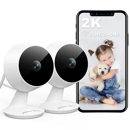 VISION WELL Mini 2K Überwachungskamera 2er-Pack, innen & außen, Bewegungserkennung, Nachtsicht, wasserdicht, SD/Cloud