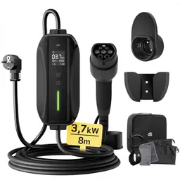Ladekabel Typ 2 Schuko 3,68 kW, 8m für Elektroautos (Model 3/Y, ID.3, ID.4, ID.5 und mehr)