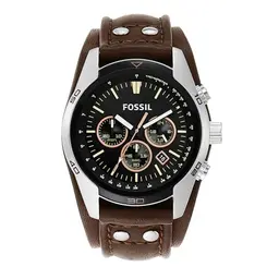 Fossil Coachman Herren-Uhr mit Chronographenwerk, 44MM, Schwarz, Edelstahl- oder Lederarmband