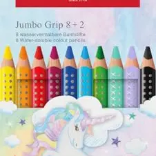 Faber-Castell Buntstifte Set Jumbo Einhorn, 10-teilig inklusive Sparkle Stifte & Sticker