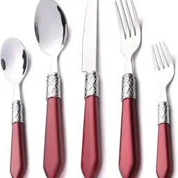Ourplpme Besteck Set, 40-teilig aus Edelstahl für 8 Personen, elegantes Set für Familienessen, Picknicks, Camping