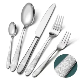 EIUBUIE 60-teiliges Besteckset für 12 Personen, Edelstahl Tafelbesteck mit einzigartigem Design, spülmaschinenfest