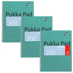 Pukka Pad A4+ Metallic Notizbuch 3er Pack, 200 Seiten, liniert, Grün