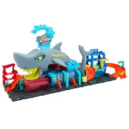 Hot Wheels Let's Race City Spielzeugauto-Trackset mit Farbwechselfunktion und Autowaschanlage